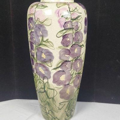 Large Vase Hollyhocks Motif