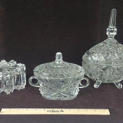Molded and Cut Glass Boxes with Lids