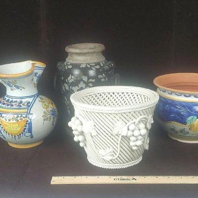 Hand Painted Vase and Pots