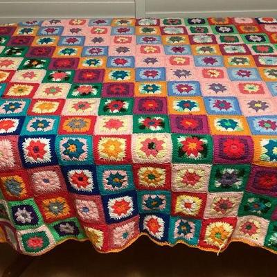 MMB101 Large Granny Square Crocheted Blanket 