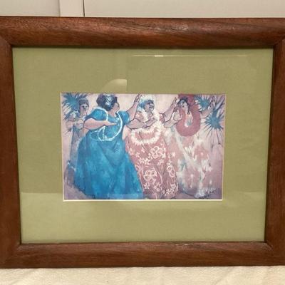 MMB194 Koa Framed “Auntie’s Hula” By Alfred Furtado