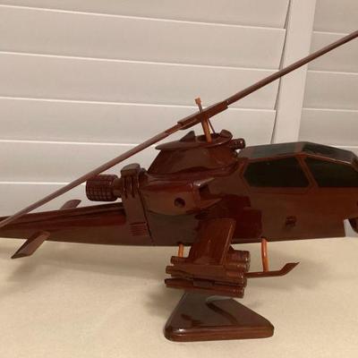 MMB146 Wooden Bell AH-1 Cobra Attack Helicopter Model On Stand