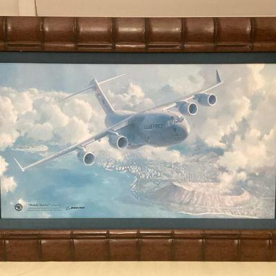 MMB156 Framed & Matted Air Force C-17 “Waikiki Sunrise” Picture By Keith Ferris