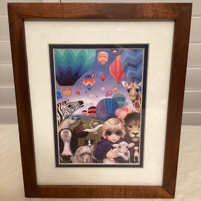 MMB193 Koa Framed “Who Says Animals Can’t Fly” By Margaret Keane