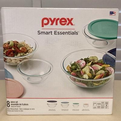 MMB133 Pyrex Smart Essentials 8 Piece Set Of Glass Mixing Bowls New