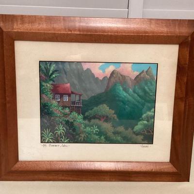 MMB129 Koa Framed Picture Of Mt. Olomana, Oahu By Michael VanDorn