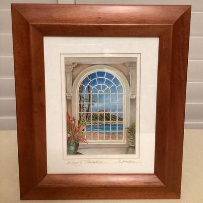 MMB130 Koa Framed Scenic Picture Of A View Of Diamond Head