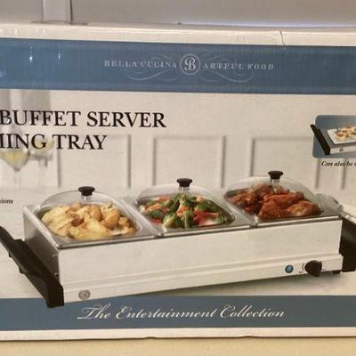 MMB139 Bella Cucina Triple Buffet Server & Warming Tray New