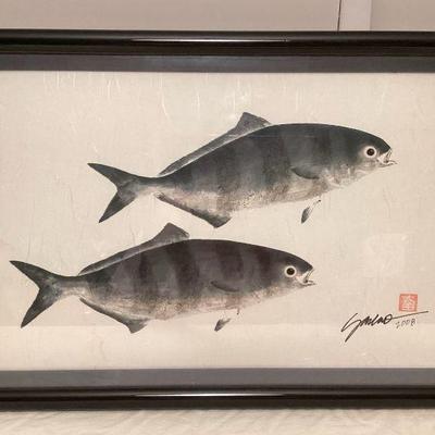 MMB187 Framed Original Gyotaku Painting 