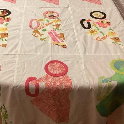 MMB102 Vintage Hawaiian Print Hula Girl? Design Patchwork Quilt Blanket 