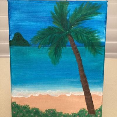 MMB094 Original Painting Of Chinaman’s Hat On Stretched Canvas 