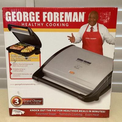 MMB136 George Foreman Healthy Cooking Grand Champ Family Value Grill New