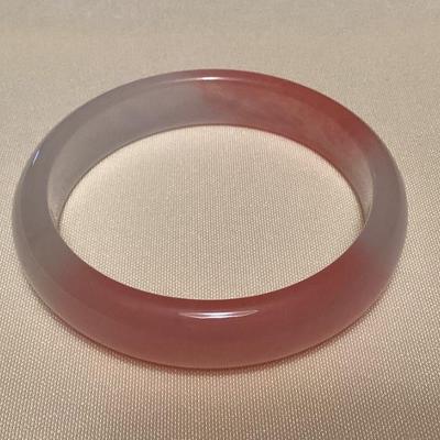 MMB007 Pink & White Jade Bangle Bracelet New 