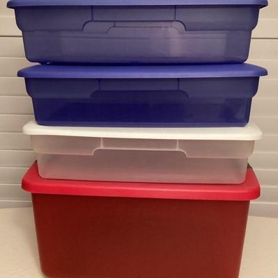 MMB119 Four Large Plastic Sterelite Storage Bins