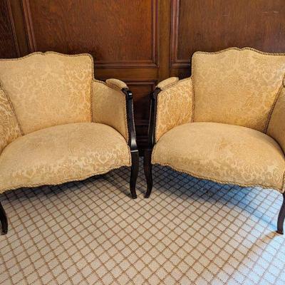 Vintage Bergere Chairs - Pair