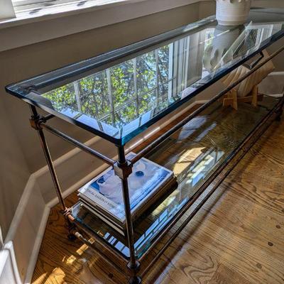 Glass & Metal 2-Tier Console Table