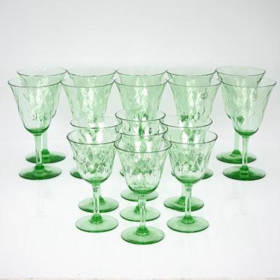 Vaseline Glass Stemware (17pcs Total)