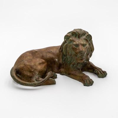 Bronze Recumbent Lion Sculpture