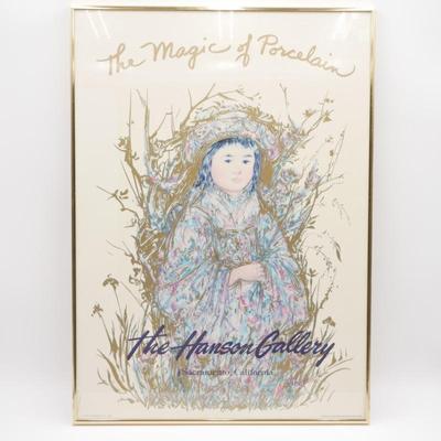 Framed Edna Hibel Lithograph "The Magic Of Porcelain" Hibel Museum Of Art 1983