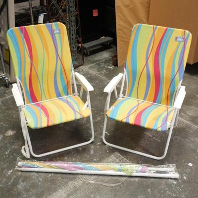 Aloha Beach Folding Chairs & Umbrella