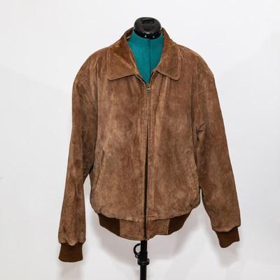 Norm Thompson Brown Suede Leather Flight Bomber Jacket