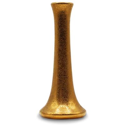 MCM Wheeling Decorating Co. Floral Pattern Gold Vase