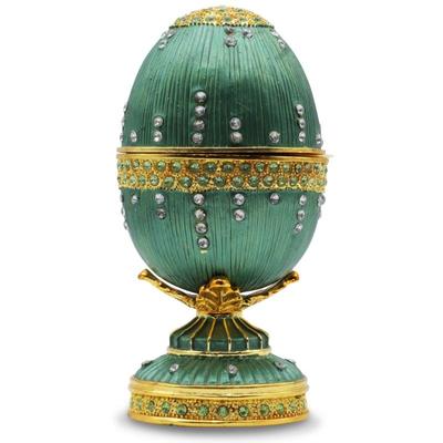 Bejeweled Regal Green With Emerald & Diamond Musical Egg Luxury Gift