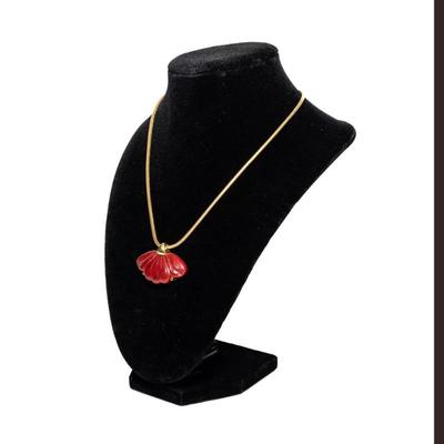 1976 Givenchy Red Lucite Flower Pendant Necklace