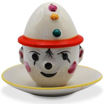 1950s Whimsical Clown Face Ceramic Egg Cups