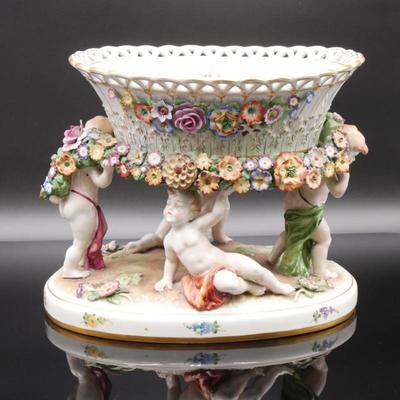 Antique Von Schierholz German 2-piece Art-Nouveau Porcelain Compote