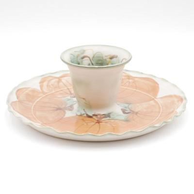 Clouds Folsom Pottery Platter w/Attached Bowl