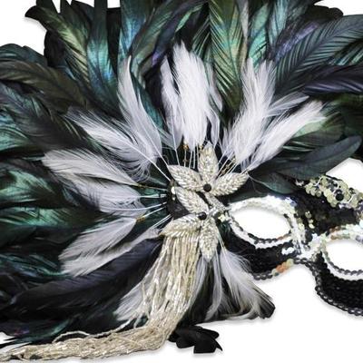 Gypsy Renaissance Black Feathered Masquerade Mask