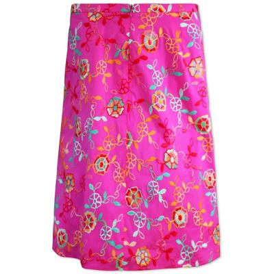 Piazza Sempione Floral Embroidered A-Line Skirt