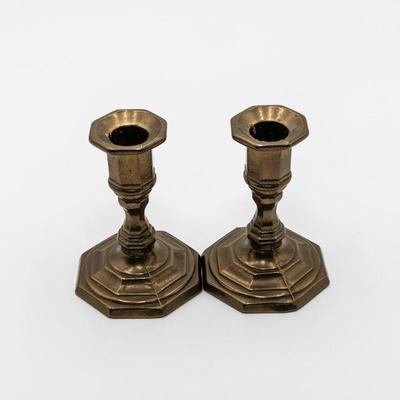 Pair of 1960s Vintage Brass Tulip Candle Holders