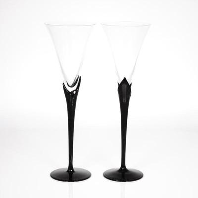 Mikasa "Vogue Onyx" Fluted Champagne Glasses (Set of 2)