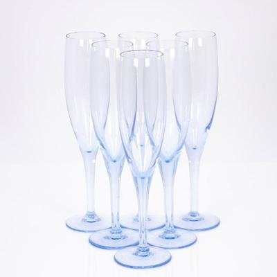 Blue-Tinted Champagne Flutes (Set of 6)