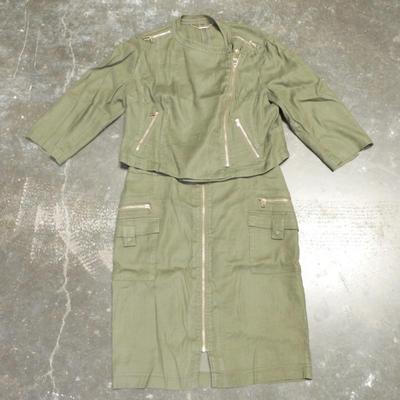 Chico's Black Label Linen Blend Utility Skirt Suit Size Medium