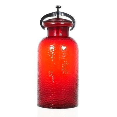 Textured Red Glass Jar w/Vice Lid