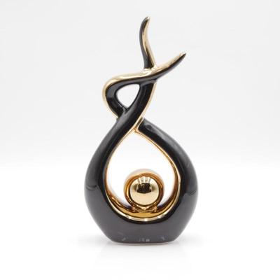 Modern Black & Gold Abstract Ceramic Statue