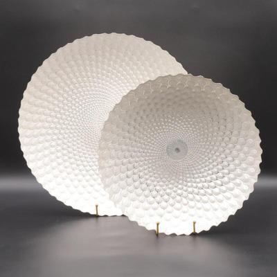 Pair of Large Pearly White Spiral Decorative Bowls