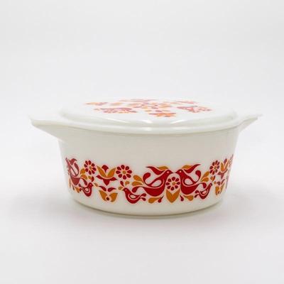 1970's Pyrex Friendship Collection Glass Casserole Dish