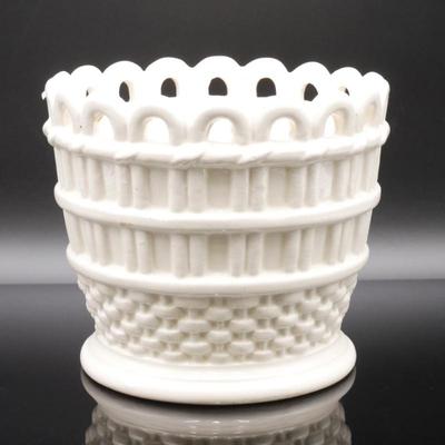 White Ceramic Basket Planter
