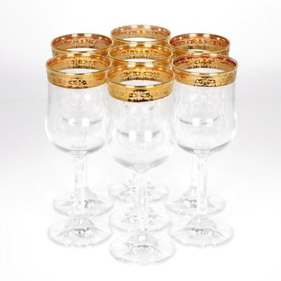 Medici 24K Gold Rimmed Italian Wine Glasses (Set of 7)