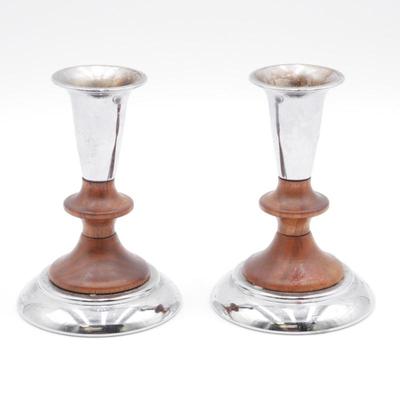 Kromex Mid-Century Candlestick Pair