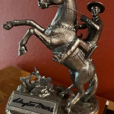 Michael Ricker limited edition pewter sculpture of Clayton Moore as the Lone Ranger on Silver (#319/500) 