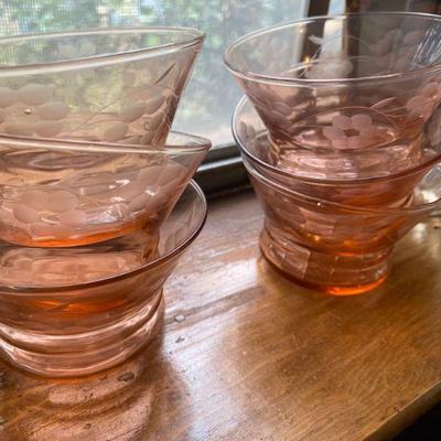 Depression Glass etched pink
