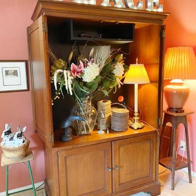 Metal Letters lighted by individual batteries AND Cherrywood T V Cabinet