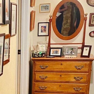 Maple Drawer chest, Deerpath by Sears and Table Top Mirror