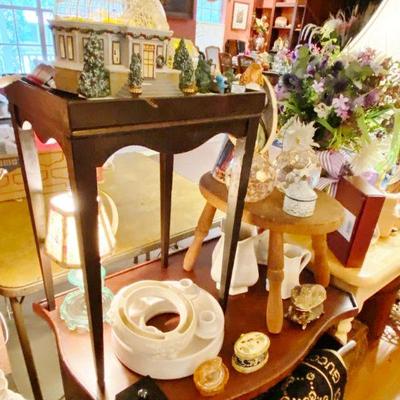 Antique Milking stool, End Tables, Tons of Decoratives