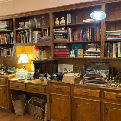 Built-in Shelves FULL of 29.5 linear feet of Books, 12 Linear feet of Magazines, 1 linear foot of Vinyl Records, cookbooks and recipes
